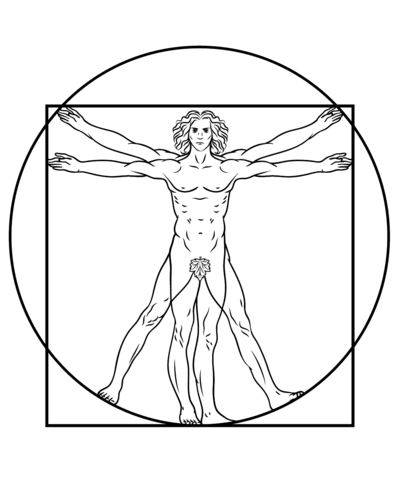 Vitruvian Man By Leonardo Da Vinci Coloring Page